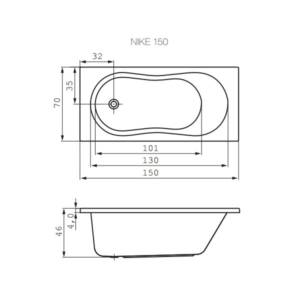 Акриловая ванна Cersanit NIKE 150х70